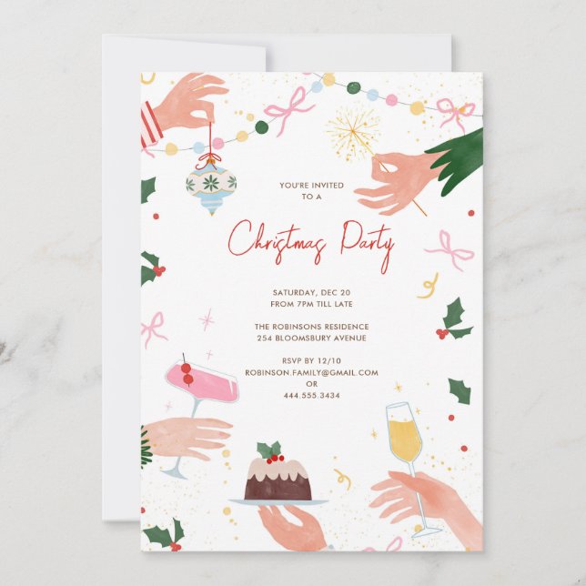 Invitación A Festive Shindig Christmas Holiday Party Invite (Anverso)
