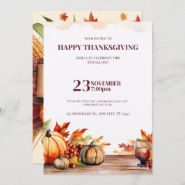INVITACIÓN A FESTIVE THANKSGIVING INVITATION WITH A PUMPKIN 
