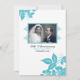 Invitación a Fiesta Aniversario de Flores (aqua)