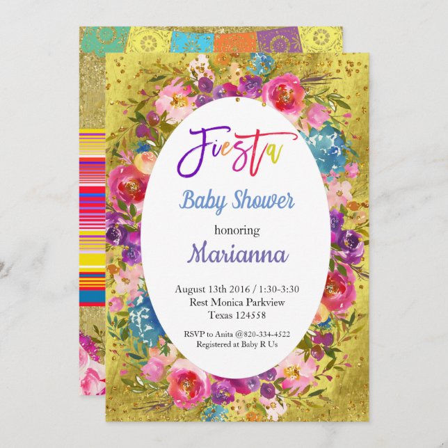 Invitación a Fiesta Baby Shower en México (Anverso / Reverso)