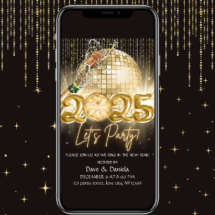 Invitación a Fiesta Black Gold para Año Nuevo 2025
