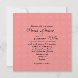 Invitación a fiesta/boda de Polka negro y rosa
