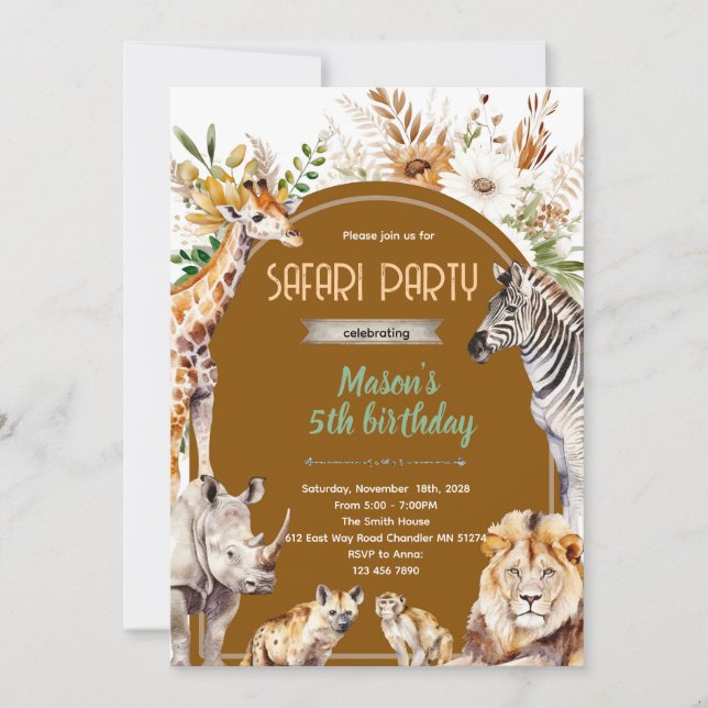 invitación a fiesta boho safari (Anverso)