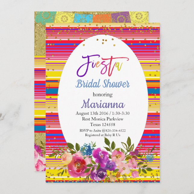 Invitación a Fiesta Bridal Shower Party en México (Anverso / Reverso)
