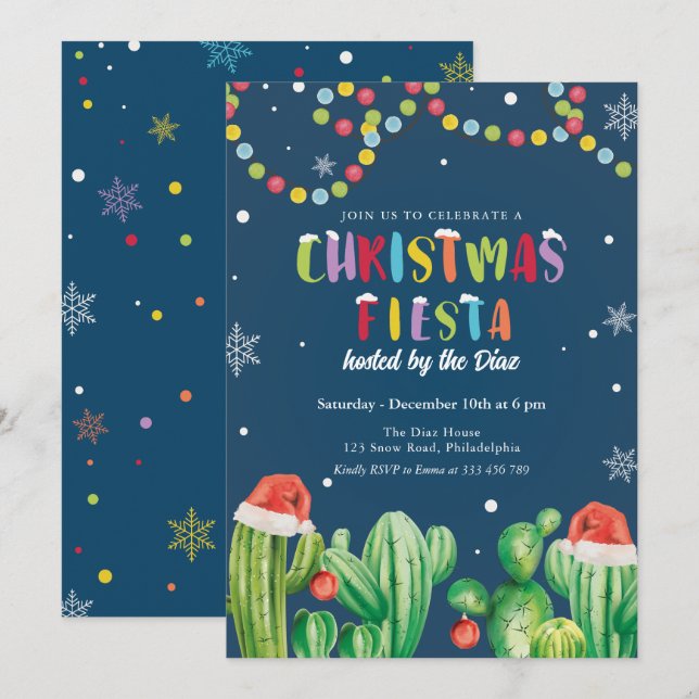 Invitación a fiesta Cacti de Fiesta de navidades (Anverso / Reverso)