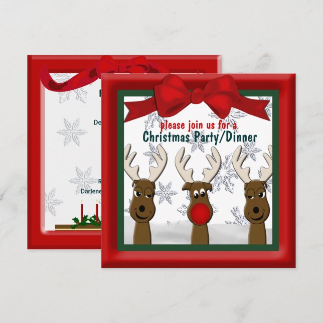 Invitación a Fiesta/cena de renos navidades (Anverso / Reverso)