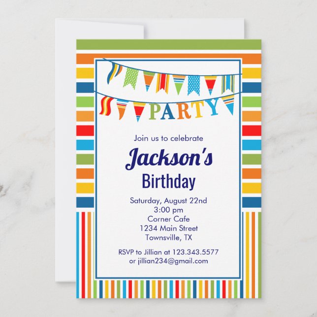 Invitación a fiesta con banderas (Anverso)