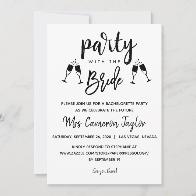 Invitación a fiesta con detalles de la ducha de no (Anverso)