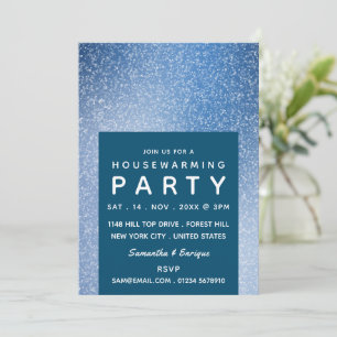 Invitación a Fiesta con espectro azul y blanco, qu