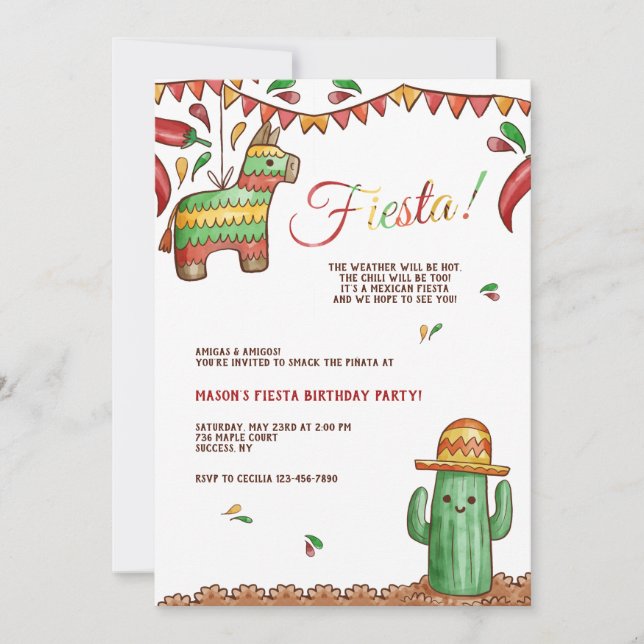 Invitación a Fiesta con Piñata (Anverso)