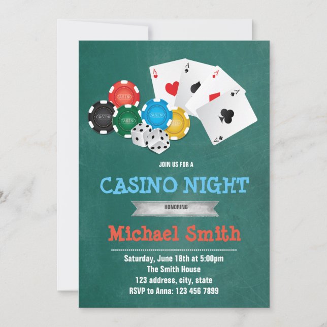 invitación a fiesta con tema de casino (Anverso)