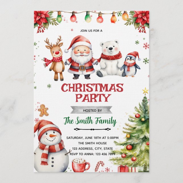 invitación a fiesta con tema de Navidad (Anverso)