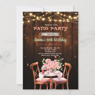 invitación a fiesta con tema de patio