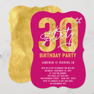 Invitación a Fiesta de 30 cumpleaños Gold Thirty y