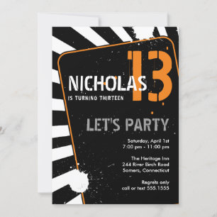 Invitación a fiesta de adolescente   NARANJA
