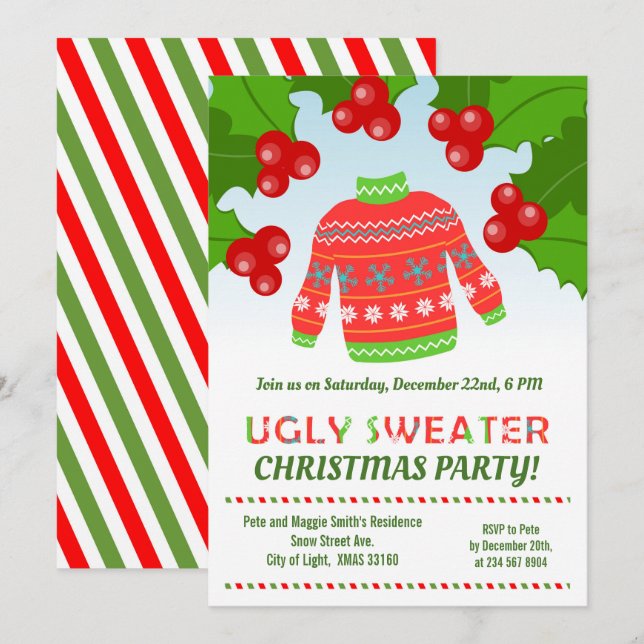  Invitación a fiesta de amigos Navidades suecos fe (Anverso / Reverso)