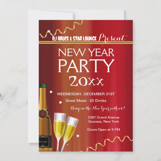 Invitación a fiesta de Año Nuevo (Anverso)
