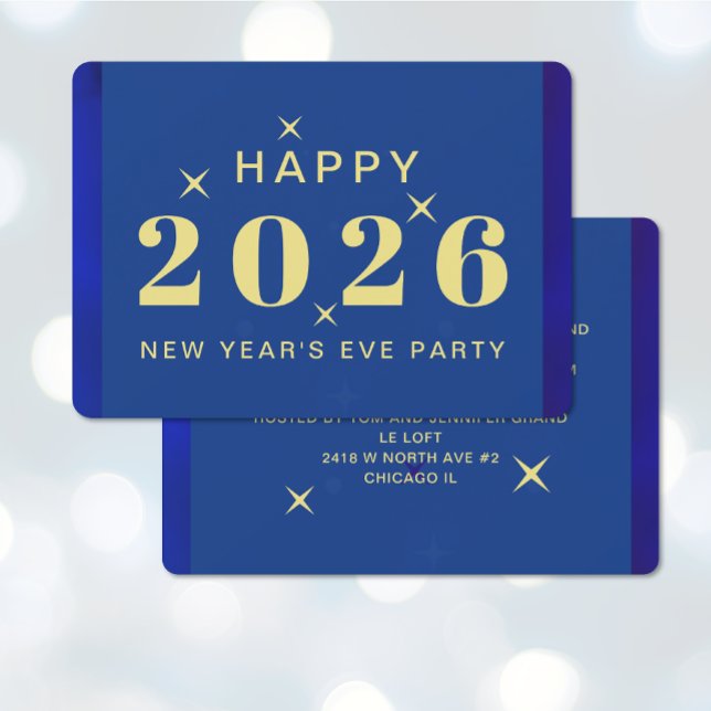 Invitación a fiesta de Año Nuevo (New Year's Eve Holiday Party Invitation (front and back))
