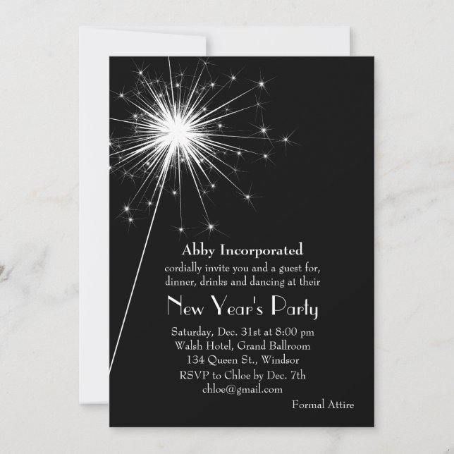 Invitación a fiesta de Año Nuevo (Anverso)