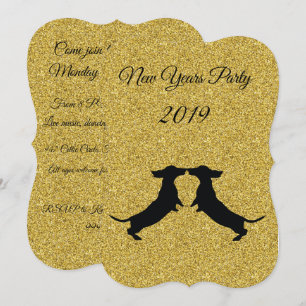 Invitación a fiesta de Año Nuevo de Dachshund, Pur