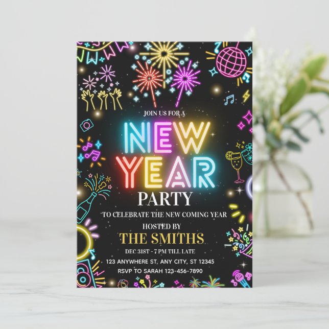 Invitación a fiesta de Año Nuevo, invitación de No (Anverso de pie)