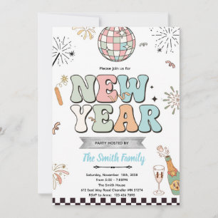 invitación a fiesta de año nuevo retro