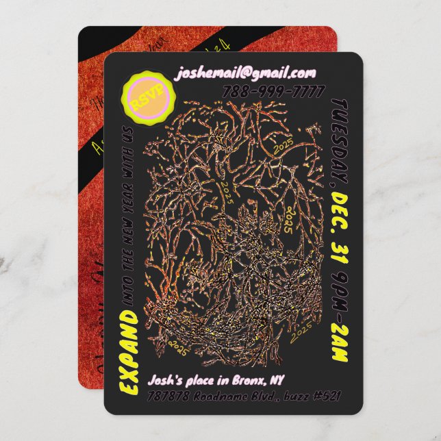 INVITACIÓN A FIESTA DE AÑO NUEVO Y TARJETA NAVIDEÑ (Anverso / Reverso)