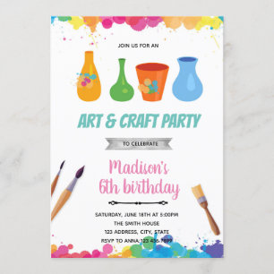 invitación a fiesta de arte de pintura en cerámica