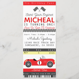 INVITACIÓN A FIESTA DE AUTO DE CARRERAS