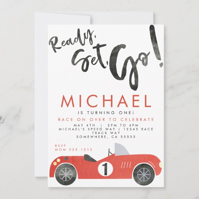 INVITACIÓN A FIESTA DE AUTO DE CARRERAS (Anverso)