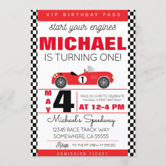 INVITACIÓN A FIESTA DE AUTO DE CARRERAS