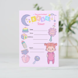 INVITACIÓN A FIESTA DE BABY SHOWER DE NIÑA