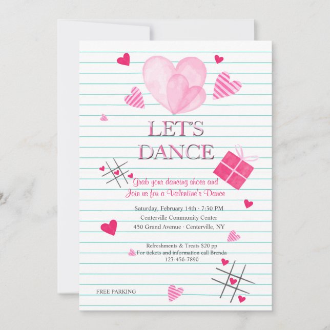 Invitación a fiesta de baile el día de San Valentí (Anverso)