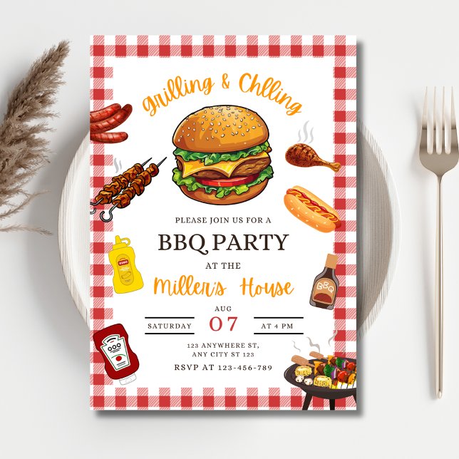Invitación a fiesta de barbacoa, parrilla de barba (Subido por el creador)