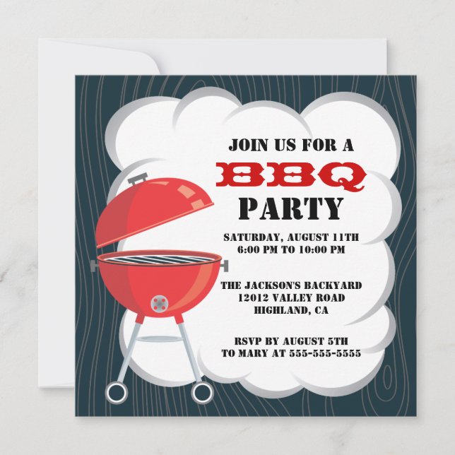Invitación a fiesta de BBQ (Anverso)