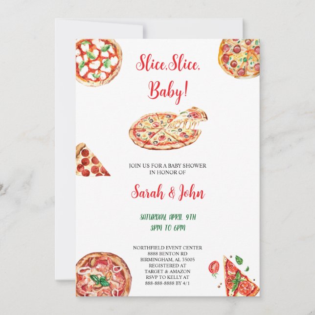 INVITACIÓN A FIESTA DE BEBÉ PIZZA (Anverso)