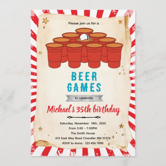 Invitación a fiesta de beer pong (Anverso)