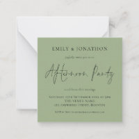 Invitación a Fiesta de Boda verde de MINI Sage