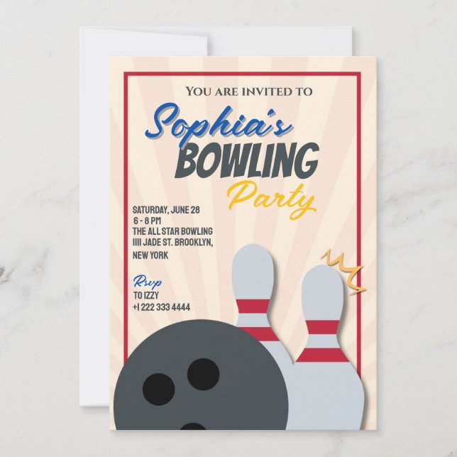 Invitación a Fiesta de Bolos 2 (Anverso)