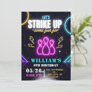 Invitación a fiesta de bolos, cumpleaños de niño j