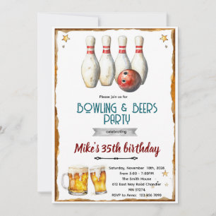 Invitación a fiesta de bolos y cerveza