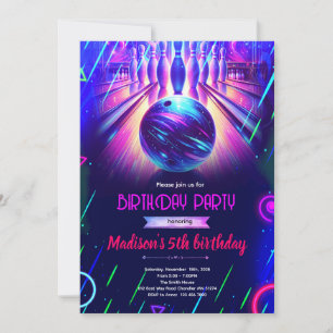 Invitación a fiesta de bolos y karaoke con luces d