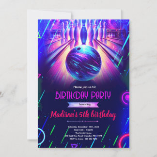 Invitación a fiesta de bolos y karaoke con luces d