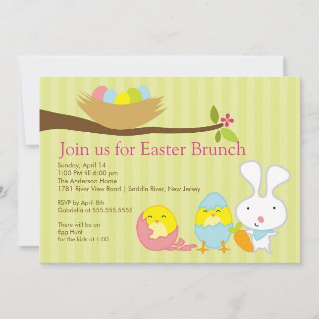Invitación a fiesta de brunch de Pascua (Anverso)