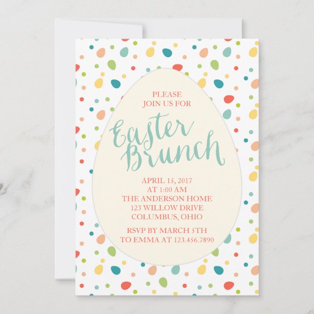Invitación a fiesta de brunch de Pascua (Anverso)
