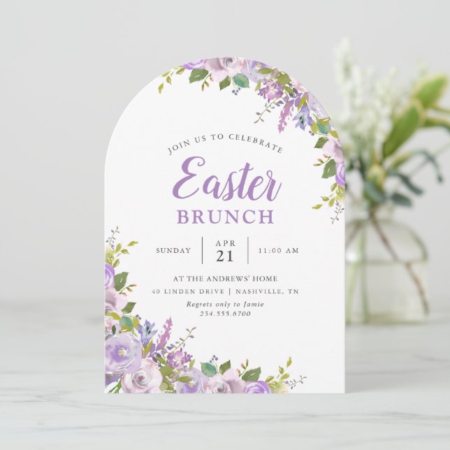 Invitación a fiesta de brunch de Pascua Floral Lil (Anverso de pie)