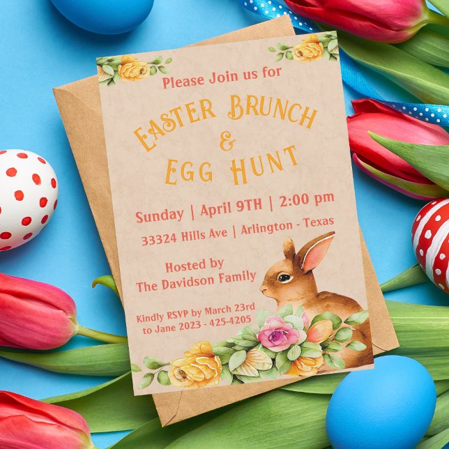 Invitación a fiesta de brunch floral de Pascua (Subido por el creador)