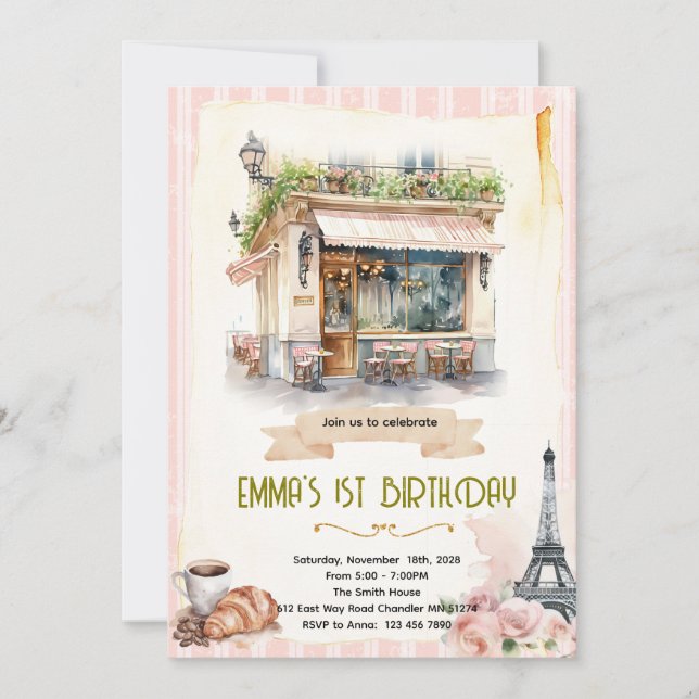 invitación a fiesta de café en París (Anverso)