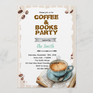 invitación a fiesta de café y libro