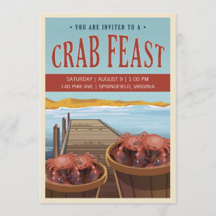Invitación a fiesta de cangrejo retro